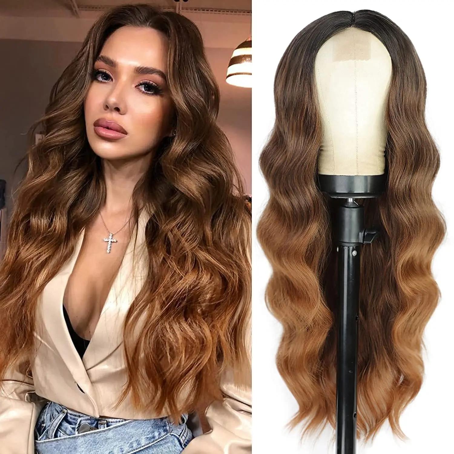 Cosplay Blonden Damespruiken Ombre Blond Krullende Pruik in Opruiming Glueless Roze Zwart Paarse Pruik Dames Synthetische Pruikund 26inches
