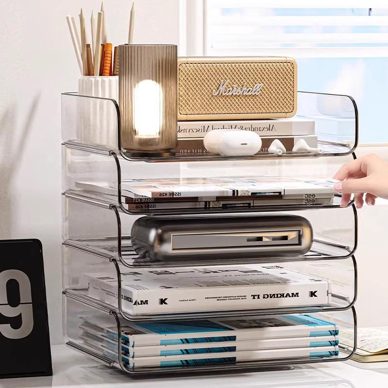 Transparent A4 Multi-Layer Stackable File Organizer for Desk