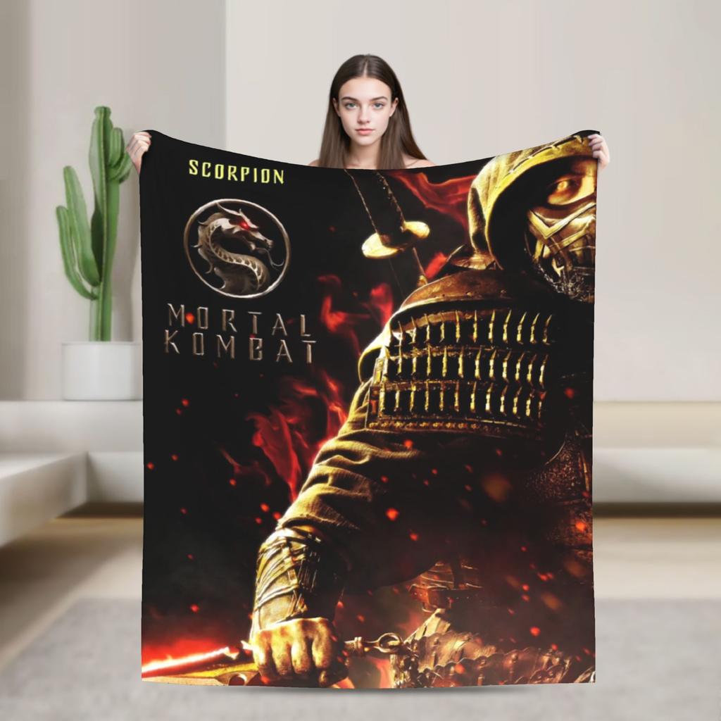 Scorpion VS Sub Zero Blanket Fleece Mortal Kombat MK11 Breathable Blankets for Sofa Outdoor Plush Thin Quilt