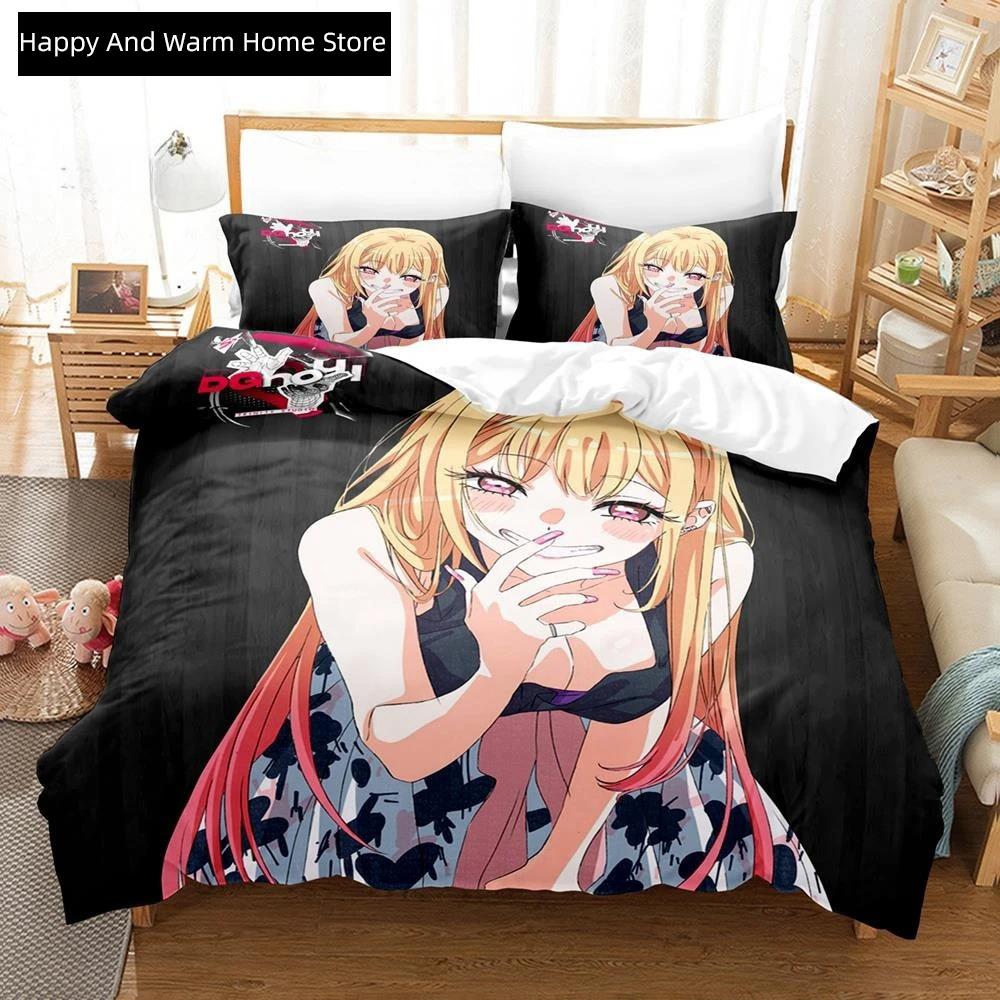 Anime My Dres-Up Darling Beding Set Single Twin Ful Quen King-Sized Dimensionsd Dimensions Bed Linen Set Adult People Young Boys Bedrom Duvet Cover