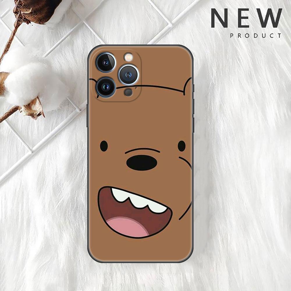 Funda Case For Apple iPhone 14 11 13 7 12 Pro 7 XR XS Max 8 Plus 6 14Pro 13Mini Black Soft Phone Coque We Bare Bears Cartoon