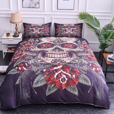 3D Bedding Set Flower With Skeleton Print Skull Duvet//Quilt Cover Pillowcase 3pc