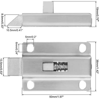 Stainless Steel Automatic Spring Latch Lock Toilet Door Buckle Bolt Anti-theft Wooden Door Latch 50mm/2 Inch Spring Bounce Lock