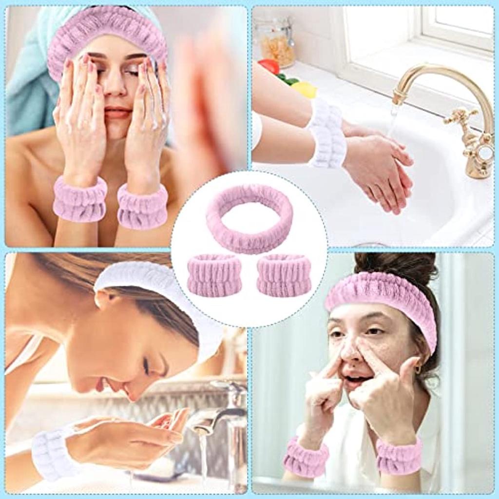 6 Stück Spa- und Handgelenk-Gesichts-Stirnbänder, Make-up-Stirnband, weiche Flanell-Haarbänder für Make-up und Waschen, Klebeband, Haar-Make-up, elastisches Damen-Stirnband