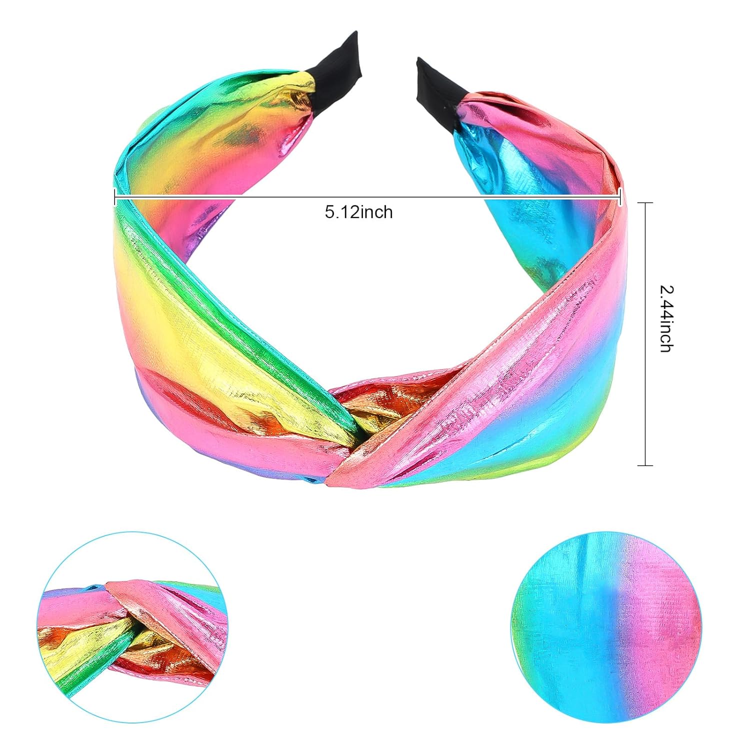 Glitter Knotted Headbands for Women Fashion Hairband Metallic Headband Dazzle Headbands for Womens Wide Glitter Gradient Hair Band for Girls Shiny