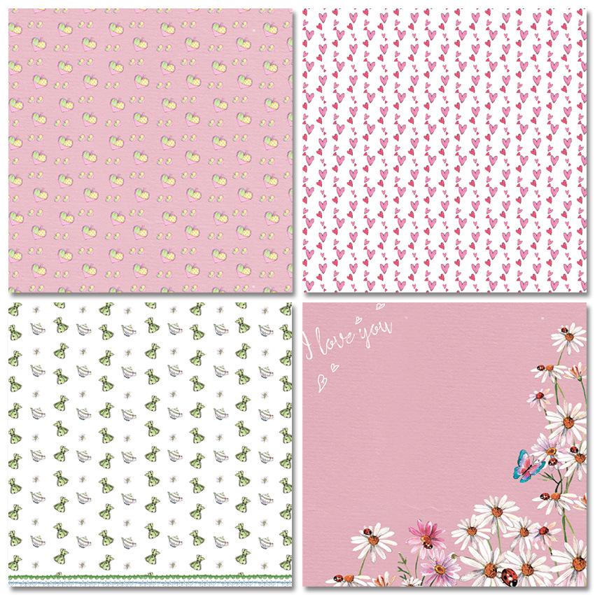 24 Sheets Cartoon Animal Theme Love heart Craft Paper Pads Cutting Dies Art Background Origami Scrapbooking Card Making