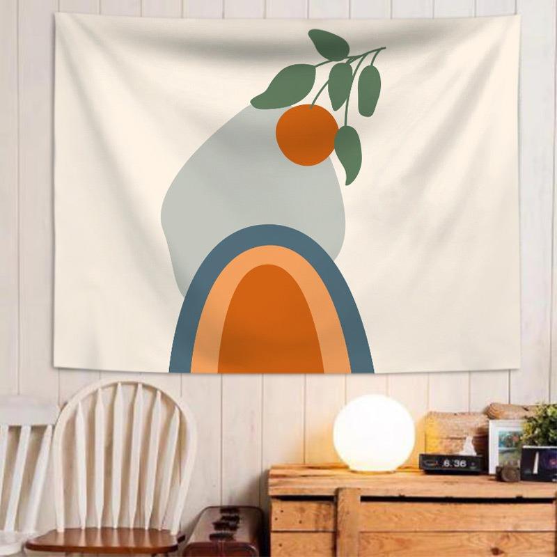 Boho Abstract Rainbow Tapestry Mid Century Sun Wall Hanging Geometric Polyester Wall Art for Living Room Bedroom Dorm Decor