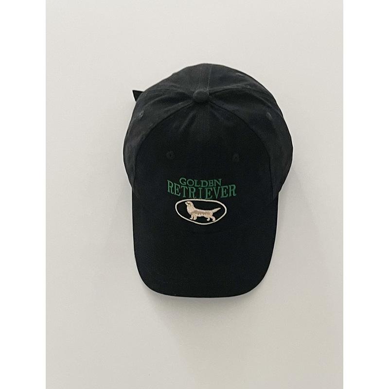 Cute Golden Retriever Embroidered Letters Baseball Cap for Women Soft Top Fur Cotton Couple Versatile Baseball Cap Showing Small Face