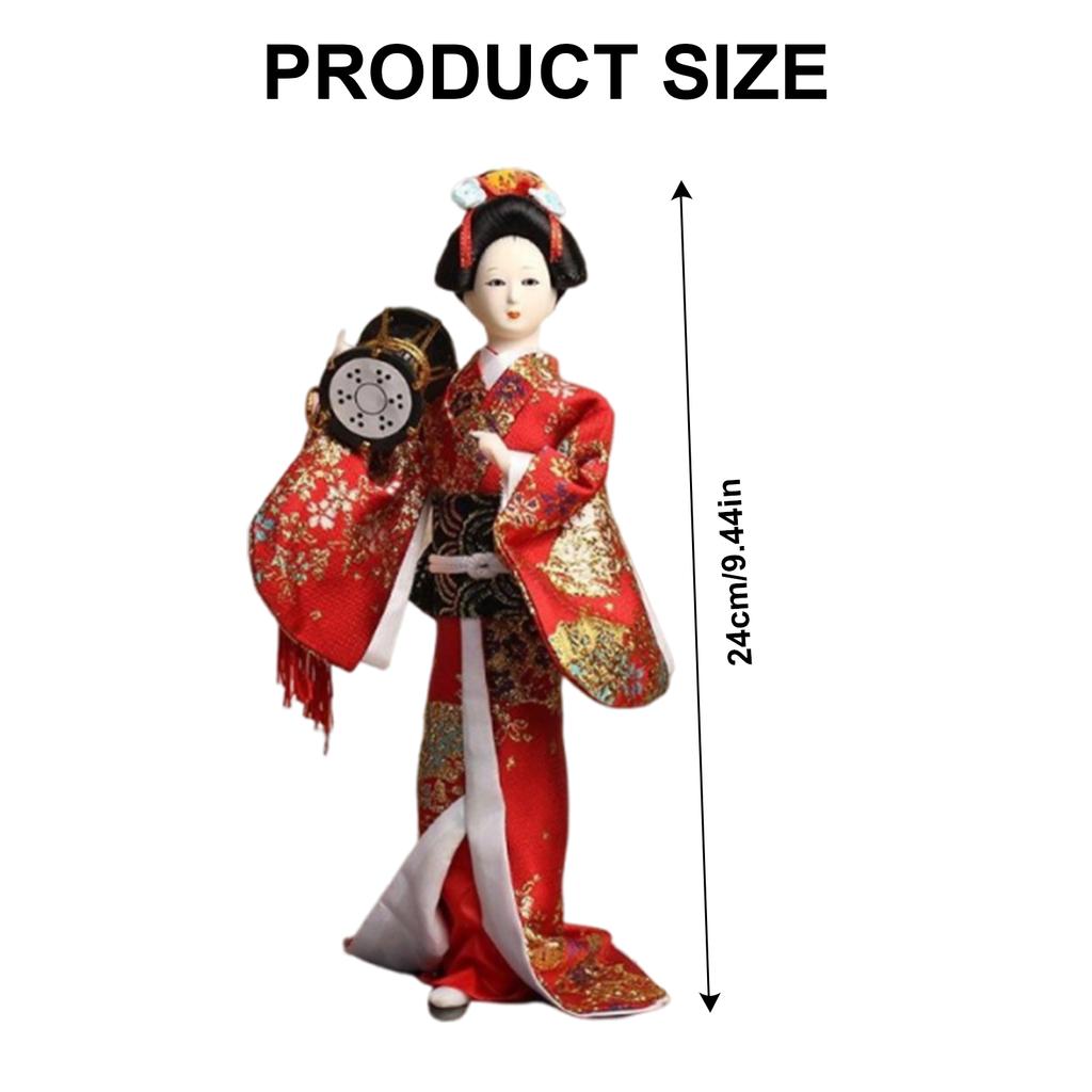 Handcrafts Geisha Kimono Dolls Tabletop Display Figurine Ornament for Japanese Themed Restaurants or Home Decors Gift