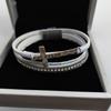 Bohemian Multi-Layer Leather Cross Bracelet with Rhinestones for Women