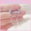 Butterfly Crystal Drop Earrings With Silver Pins For Women Fashion Jewelry