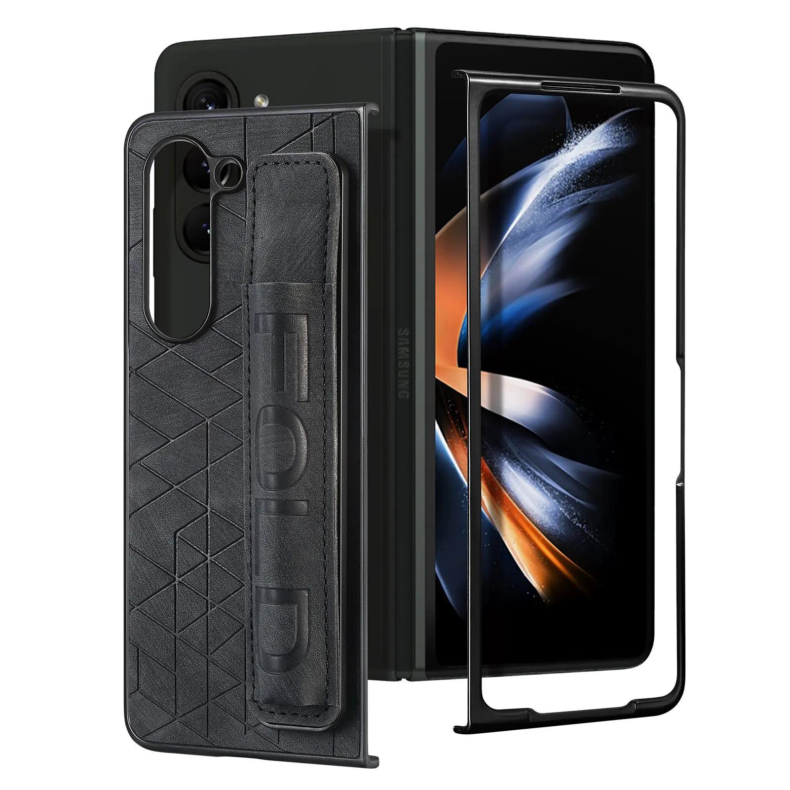 

Wristband Holder Leather Case for Samsung Galaxy Z Fold 6 5 fold6 Fold3 Fold5 Fold4 Fold 4 3 5G S Pen Slot Mobile Phone Cases for Samsung Z Fold 5 чорний