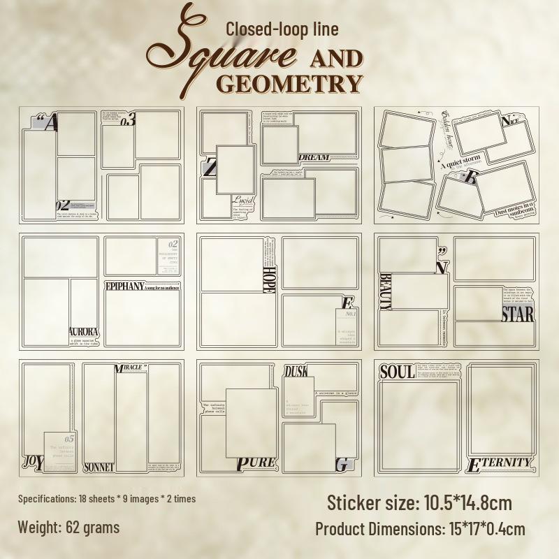 Yu Xian Geometric Trajectory Sticker Book: DIY Journal and Collage Base
