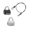 Security Steel Cable With 3 Digit Combination Lock Travel Padlock 1M Coated Safety Wire Rope Double Loop For Luggage Suitcase