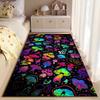 Colorful Neon Mushroom Pattern Rug - Non-slip rug suitable for living room and bedroom sofas.