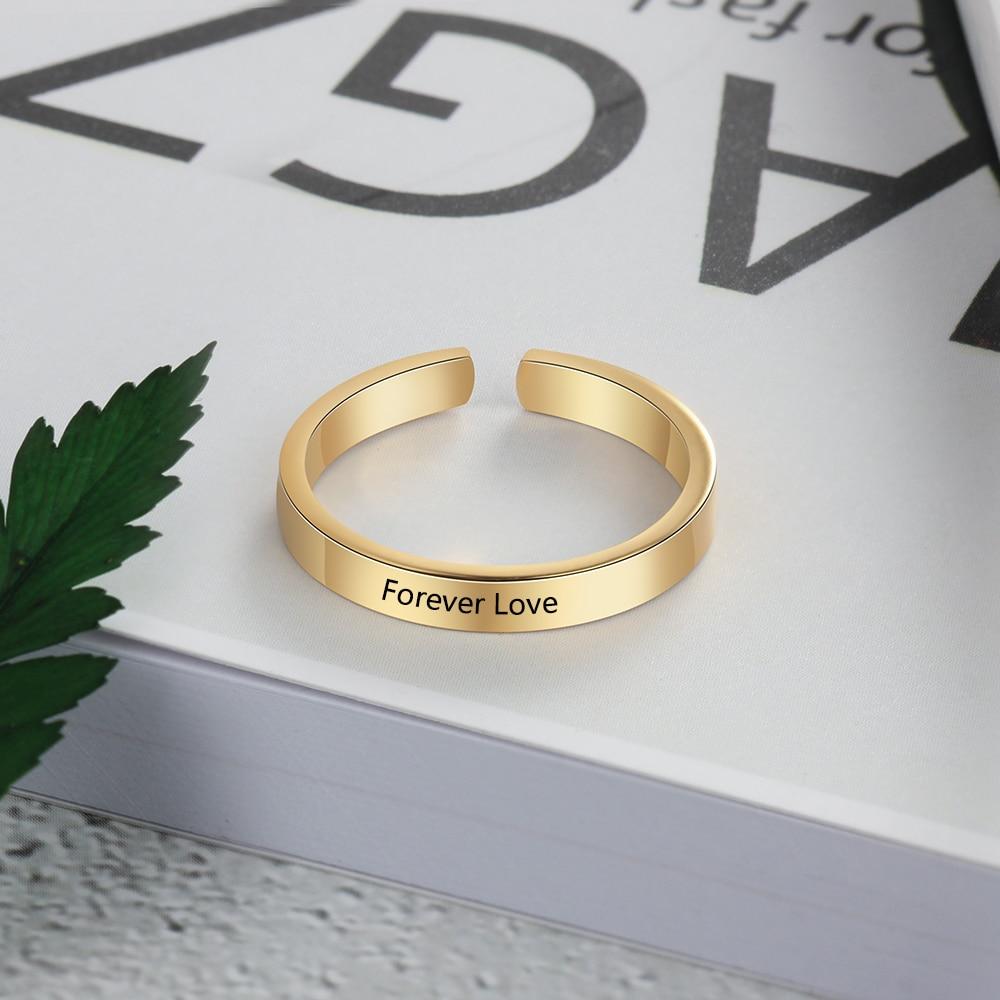 Personalized Finger Ring Stainless Steel Jewelry Adjustable Modish Stylish 3 Women Colors Rings Custom Name Charm Anniversary Bridal Wedding Occasion