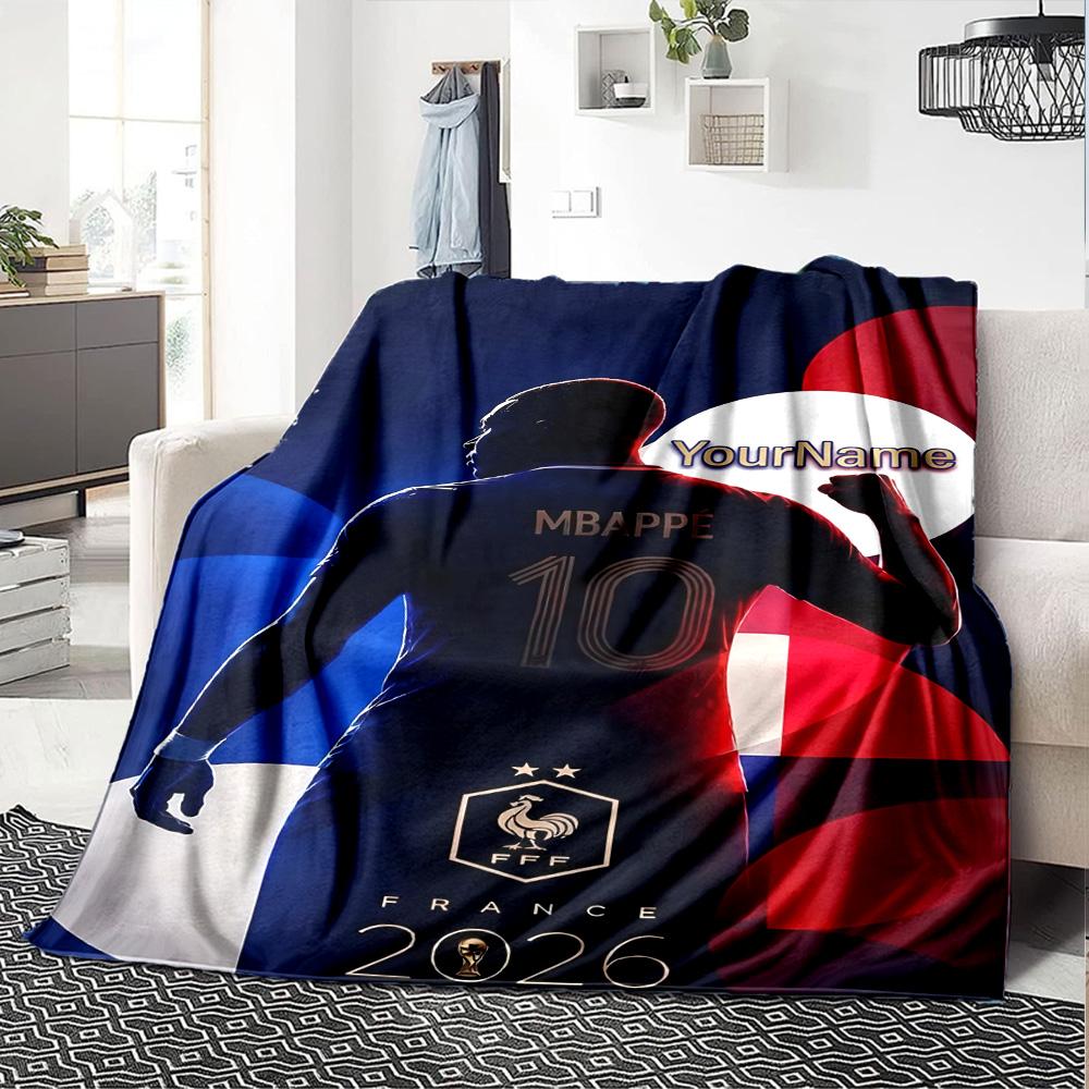 Mbappe Personalized Text Blanket Multi-purpose Customizable Blanket Soft & Cozy Perfect for Home Decor Picnics Seaside Bedding for All Occasions