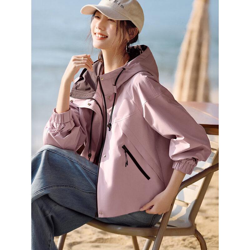 XWI Women s Lightweight Hooded Waterproof Outdoor Windbreaker Jacket L розовый