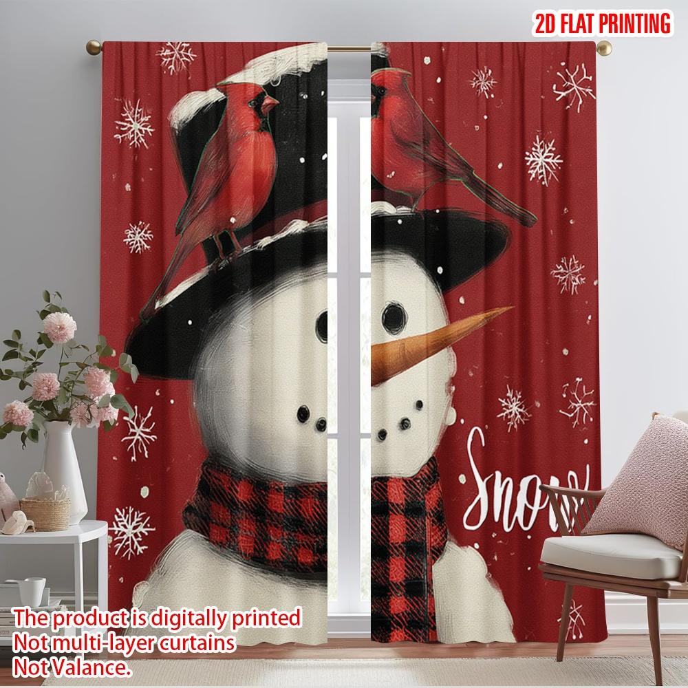 

2pcs,2D plane printing Window Curtain Let It Snow Snowman Snowflake Versatile Fabric (without rod) All Seasons Use for Living 52.50×116.00 CM 2pcs