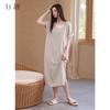 Xuan Liang [7A Antibacterial] Women's Summer Thin Lineup Night Dress with Chest Mat, Lyocell Short Sleeve Ultra Long Dress, Pajama Home Clothes