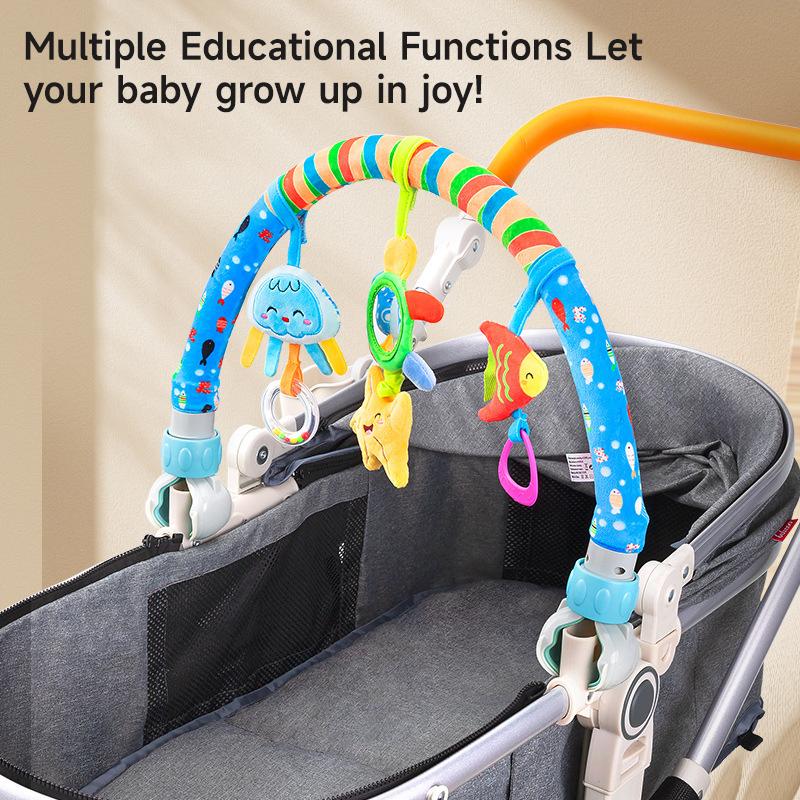 Baby Cart Arch Toys Newborn Ocular Development Toys Portable Adjustable Animal Crib Bell Toys Kids Early Education Toys Gifts