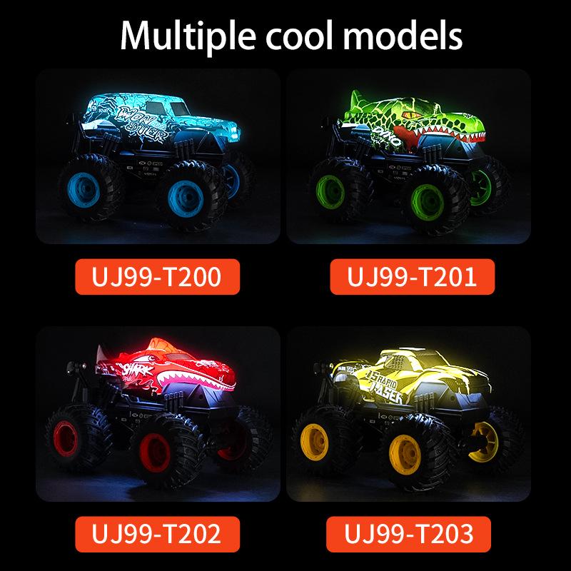1:20 Shark Head Dinosaur Stunt Off-Road RC Car with Lights and Music - Children's Electric Toy