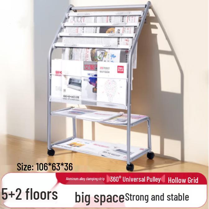 Newspaper & Magazine Display Stand with Brochure Holder for Office Organization and Storage