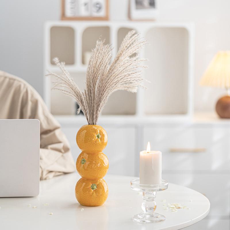 1PC Imitation Fruit Vase Modern Lemon Container Simulated Flower Pots Ceramic Vase Desktop Decoration 3 styles
