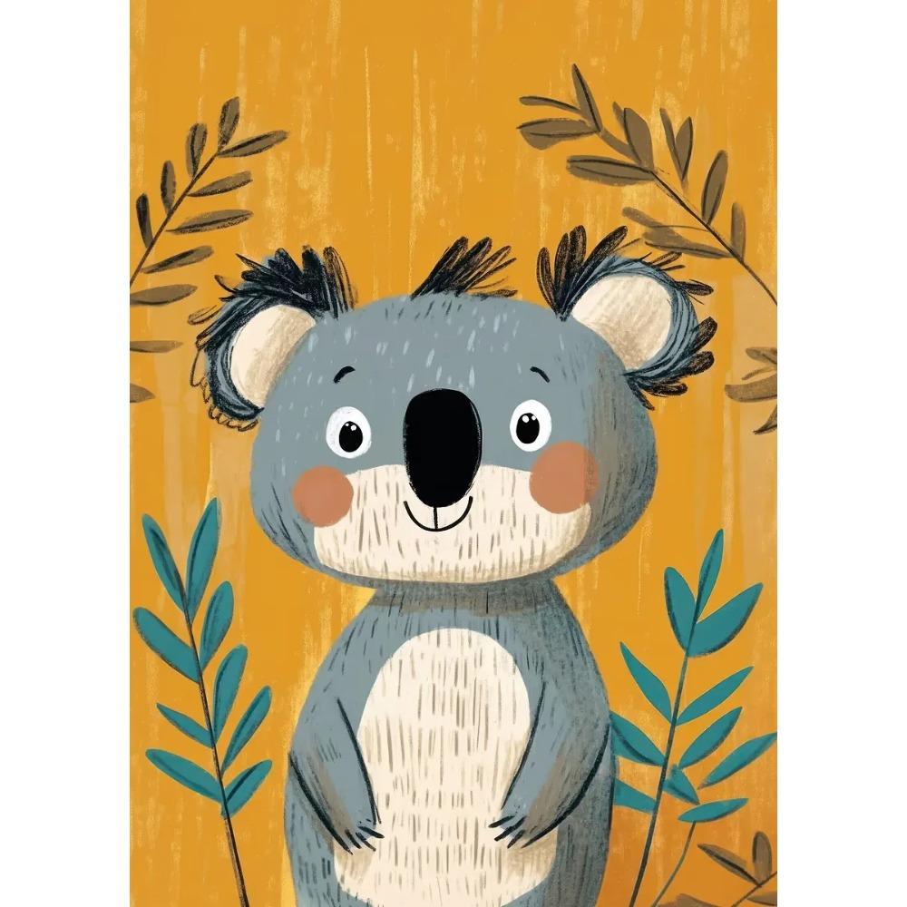 Cute Smiling Cartoon Dolphin Cow Owl Unicorn Posters Expressive Eyes Prints Canvas Painting Wall Picture Home Kid's Room Decor