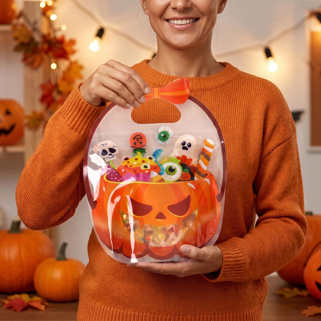 Halloween Party Bags Self-Standing Sealed Bags for Snacks and Candy - Kindergarten Gift Exchange