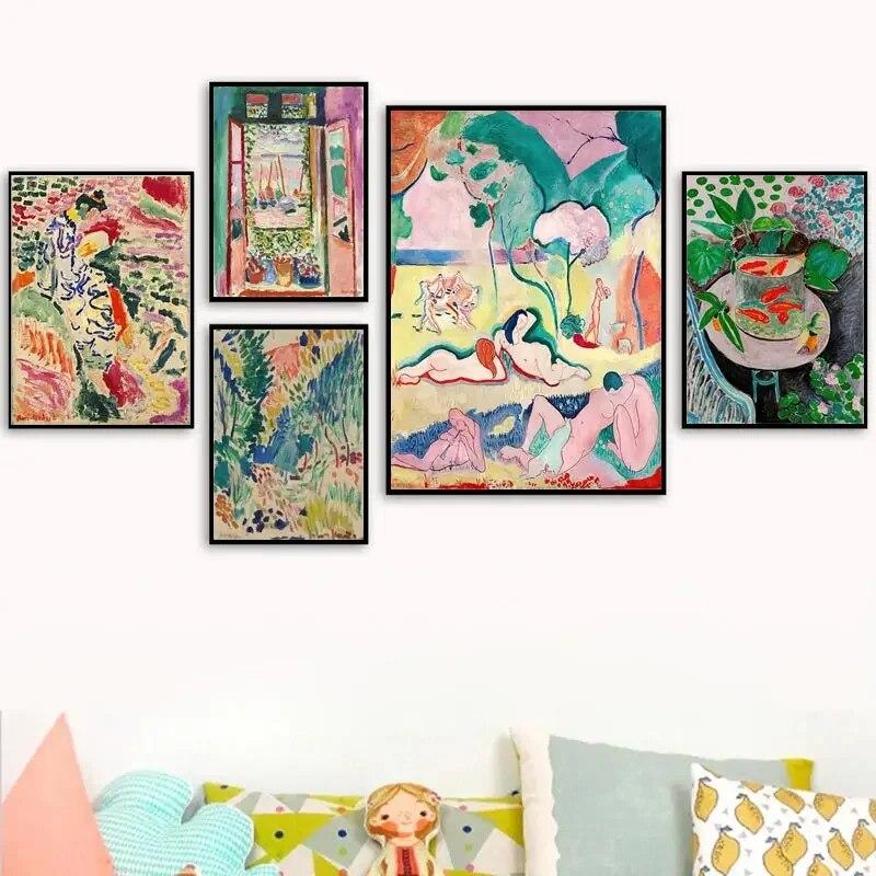 Matisse Retro-Poster und Drucke, abstrakte Landschaft, Wandkunst, Vintage-Leinwandgemälde, Wandbilder für Wohnzimmer, Heimdekoration