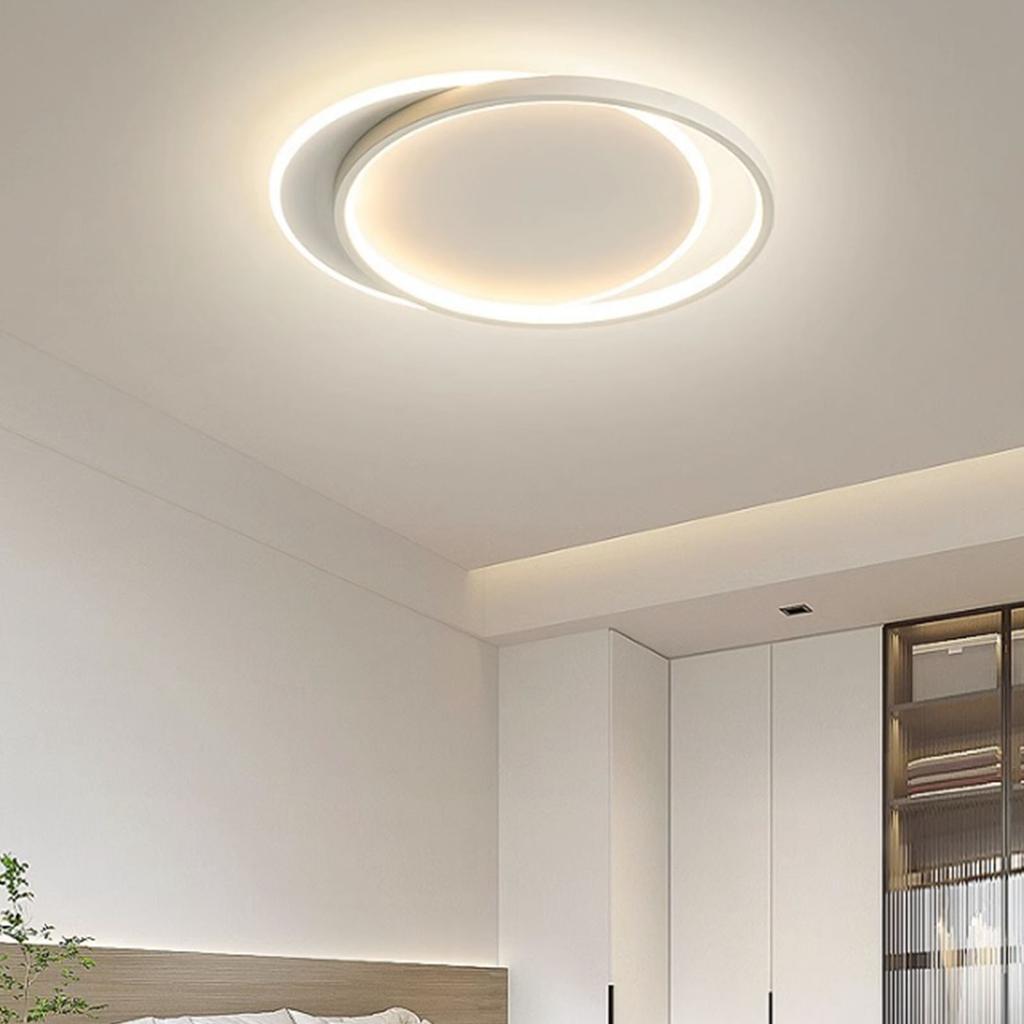 Flush Mount Ceiling Light Fixture with Remote Control Stepless Dimming Modern Ceiling Lamp for Bedroom Kitchen 110V Stacked Circular