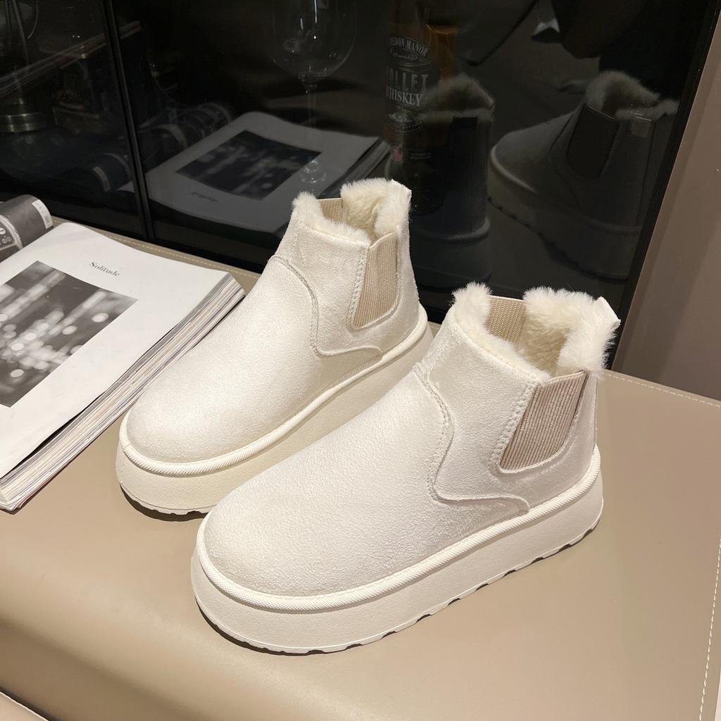 Winter Damenstiefel High-Top Schneestiefel Verdicktes Plüsch Warm Schlicht und Vielseitig Bequeme Baumwollschuhe