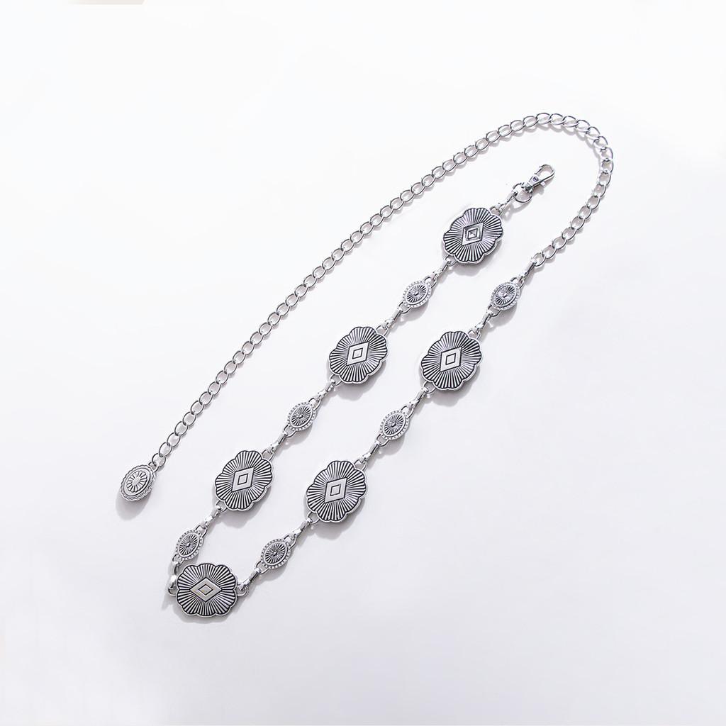 Artistic Metal Waist Belt With Hook Closure For Bohemian Fashion Girls