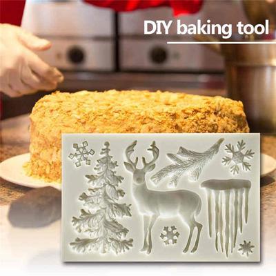 Christmas Tree Elk Snowflake Shape Silicone Mold For Handmade Cake Decorate Baking Tools