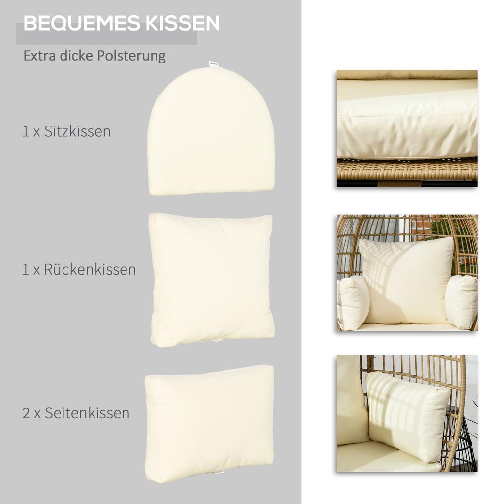 Rattan Style Wicker Chair With Soft Cushions Aluminum Frame Khaki And Beige 105 X 90 X 148 Cm