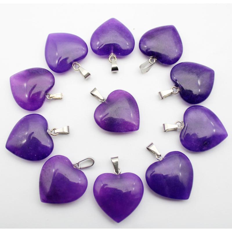 20MM Herzförmiger Naturstein Anhänger: Achat, Rosenquarz, Aquamarin, Pfirsichherz Schmuck