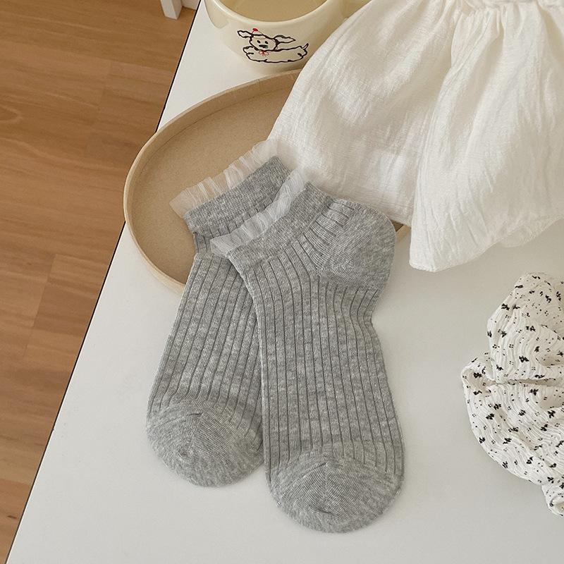 Women's Summer Thin Sweet Lace Lace Breathable Bow Polka Dot Short Tube Socks