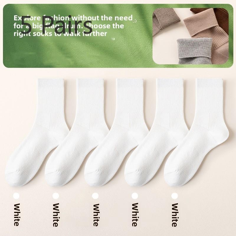 5 Paar Damen Frühling und Herbst Mittelrohr Monat Frotteesocken