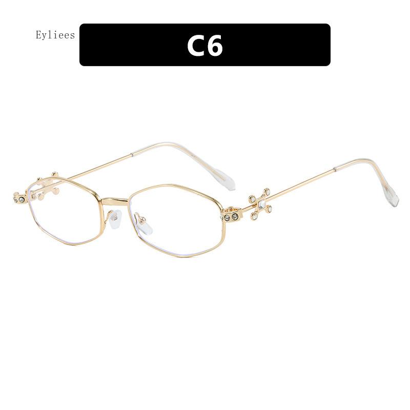 Diamonds Eyeglasses Women Y2K Bling Rhinestone Oval Shades Clear Glasses Frames Metal Silver Fashion Retro Diamond Frame Eyewear
