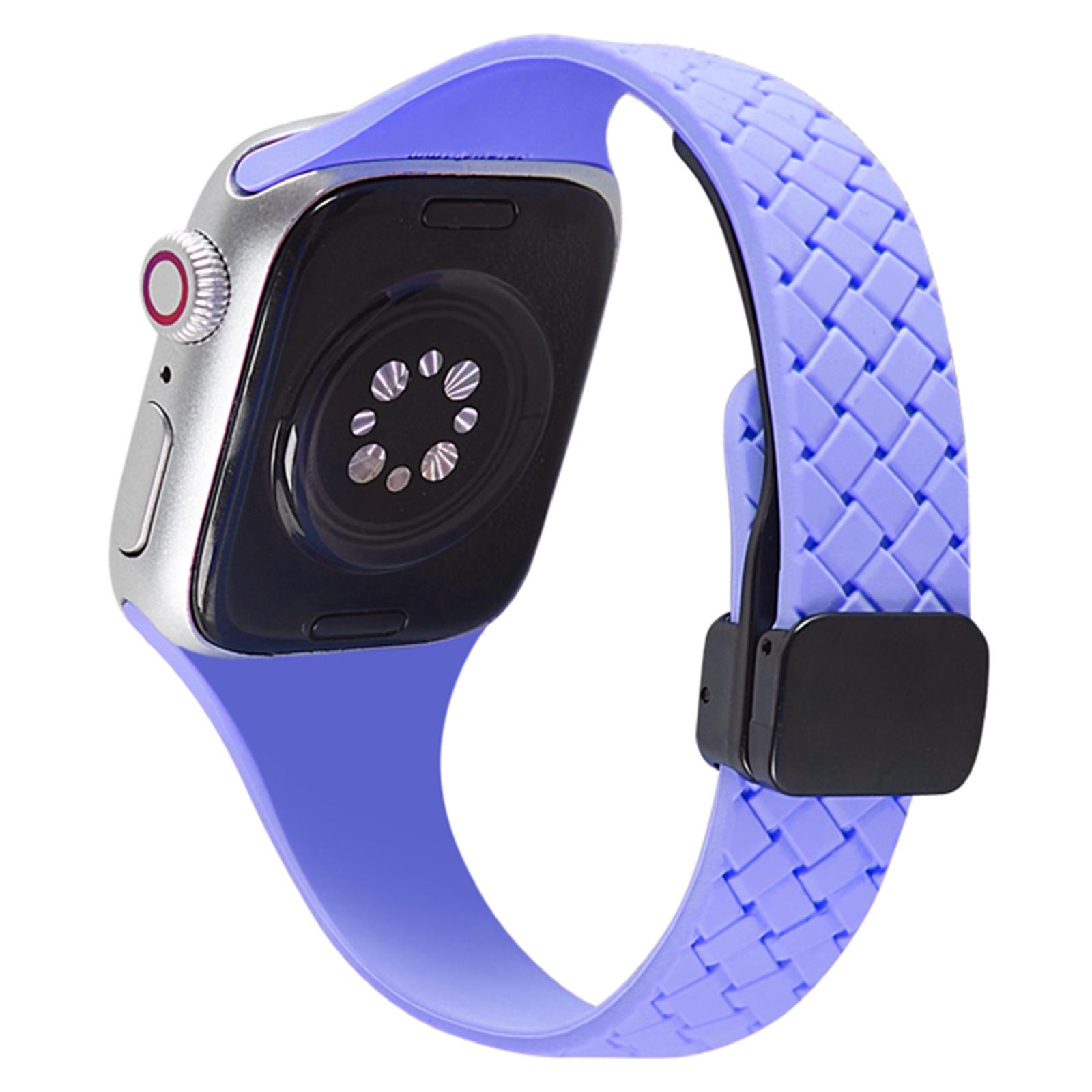 

Ремешок для Apple Watch Series 10 42мм/9 8 7 41мм/SE (2023) SE (2022) SE 6 5 4 40мм/3 2 1 38мм Силиконовый ремешок для часов с магнитной застежкой Lilac Purple