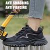 Slip-Resistant Lightweight Breathable Womens Steel Toe Sneakers, Anti-Smash Anti-Puncture Work Safety Shoes For Ladies Black