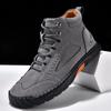 Men's High-Top Martin Boots: Large Size Leather, Handmade Stitching for Autumn/Winter