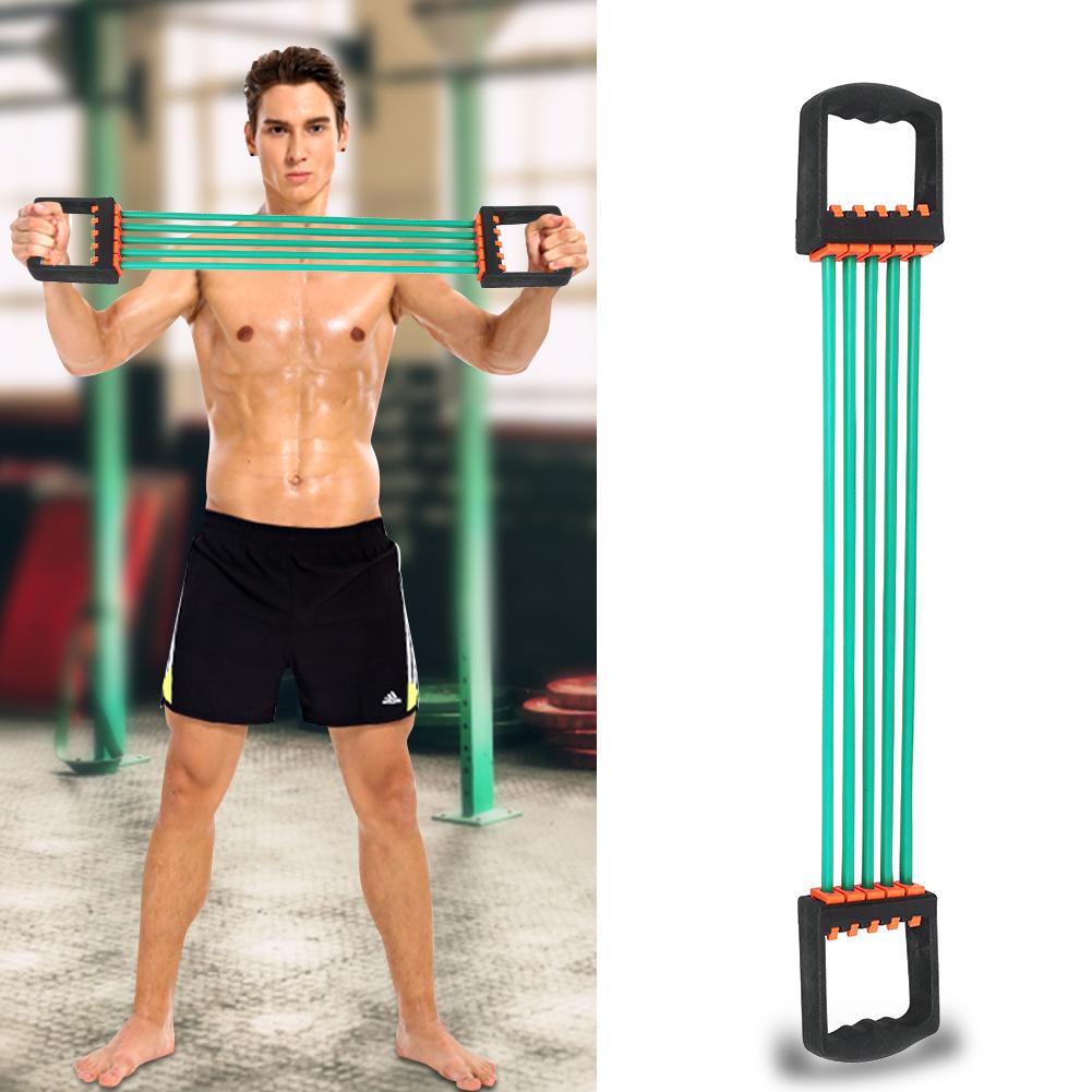 Five Rubber Chest Expander Strong Resistance Cable for Gym Fitness Sports Training Green