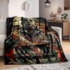 1Pc Halloween Horror Poster Flannel Blanket, Soft And Comfortable, Casual Warm, Camping Travel, Christmas, Halloween Xmas Gift L1303