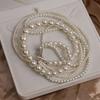 Women Girls Fashion Pearl Camellia Long Milti-layers Necklace Chains Elegant Lady Wedding Party Dress Jewelry Necklaces