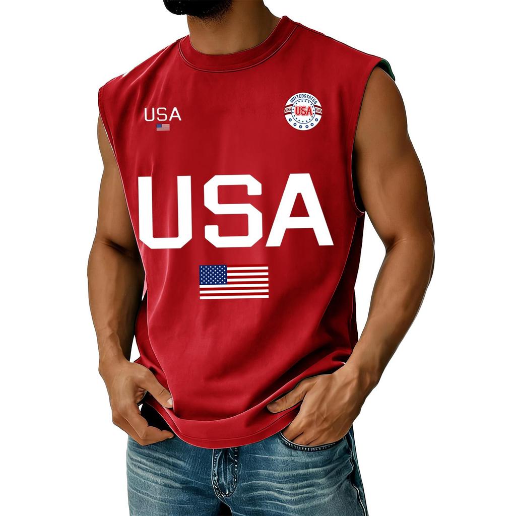 Men's Casual Independence Day Printed Tank Top