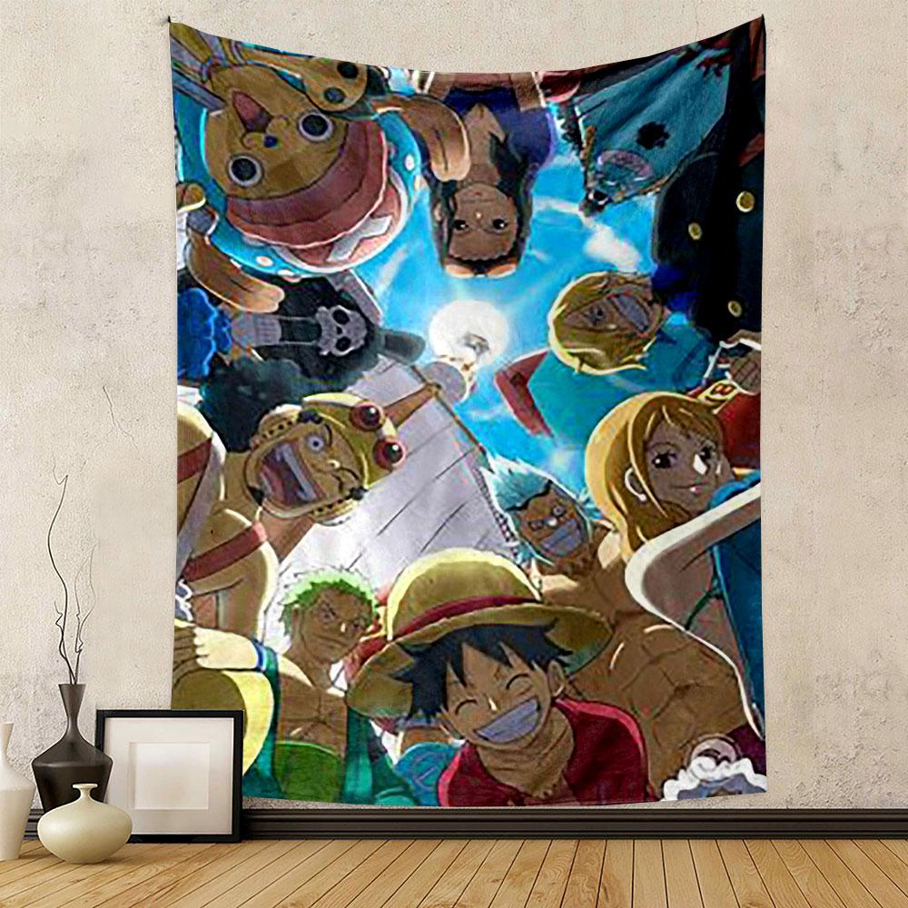 "Anime Crew with Pirate Theme Design" Patterned tapestry home decor, suitable for bedroom and living room, gift