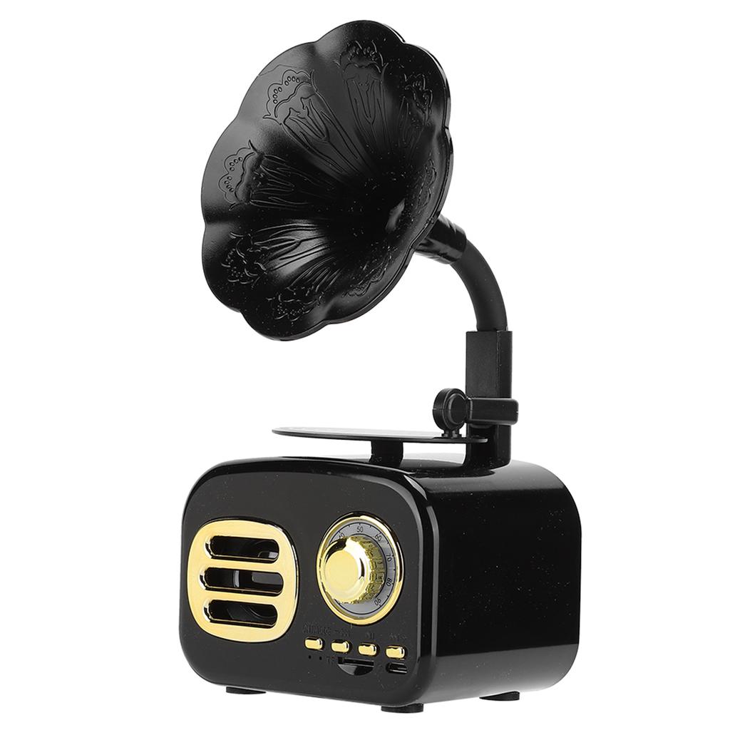 Mini Retro Bluetooth Smart Speaker Portable Loudspeaker Music Player for Desktop LaptopBlack