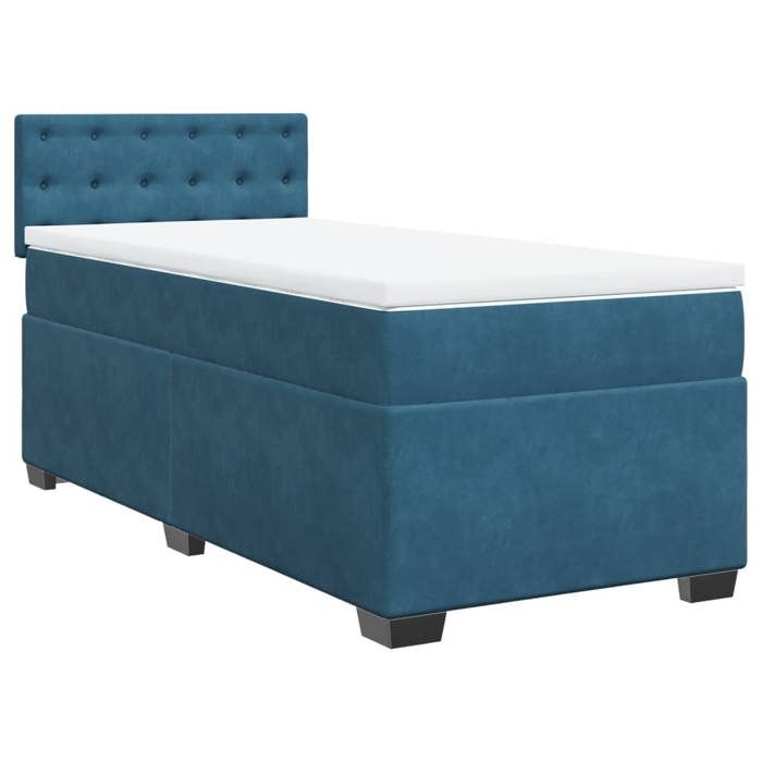 VidaXL Sommier à lattes de lit avec matelas bleu 90x190 cm velours, lit, lit à plate-forme, lit à panneaux, meuble de 3288490